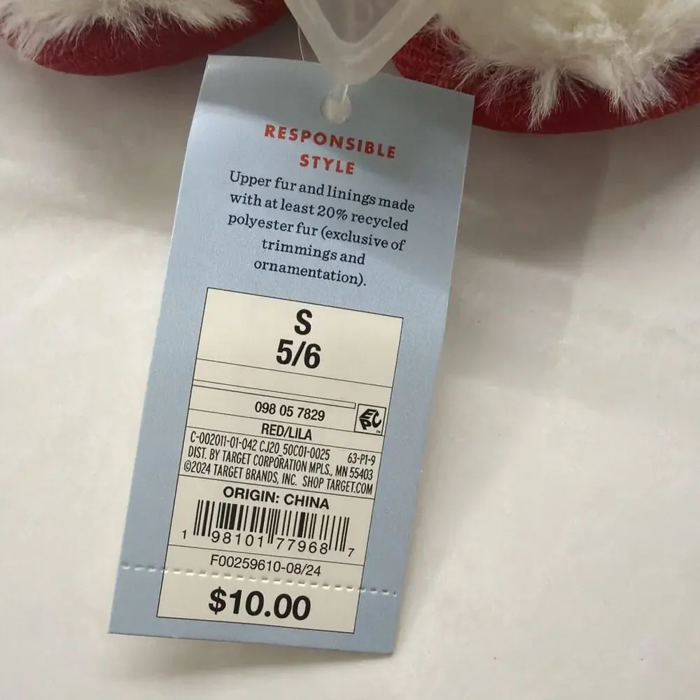 Cat & Jack Lila Silver Metallic Red Toddler Slippers NWT Toddler Girls Size 5/6